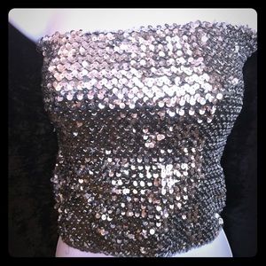Silver sequin skirt/tube top